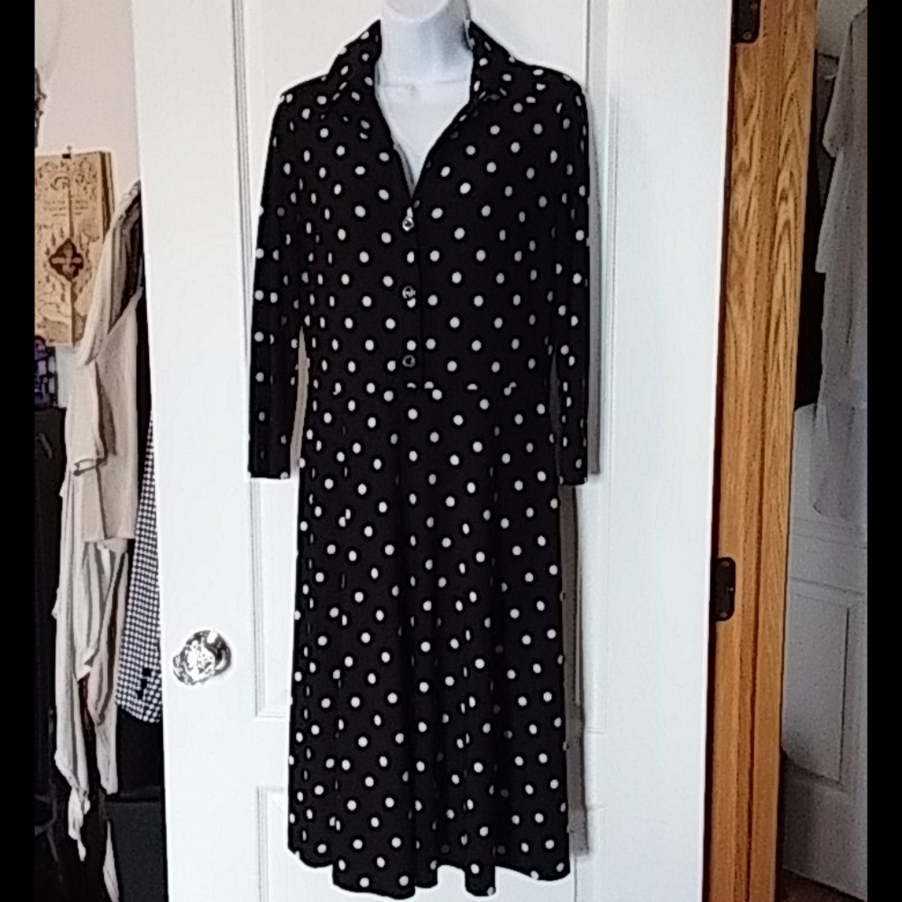Evan-Picone, polka dot flared dress
